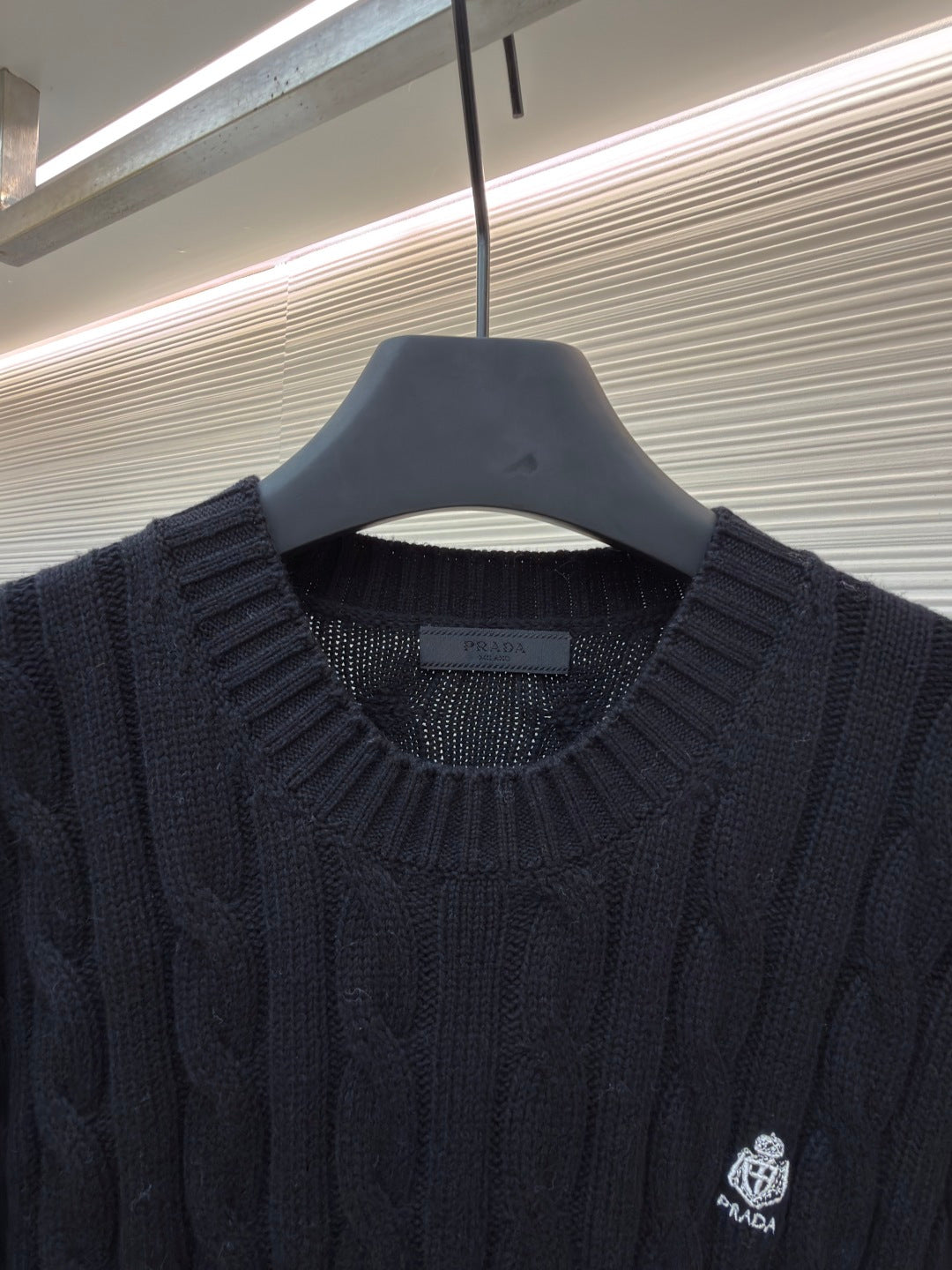 PRADA 26S CABLE-KNIT CREWNECK SWEATER 1092