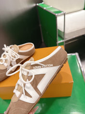 LV 26S MULE SNEAKERS IN CAMEL BEIGE SUEDE