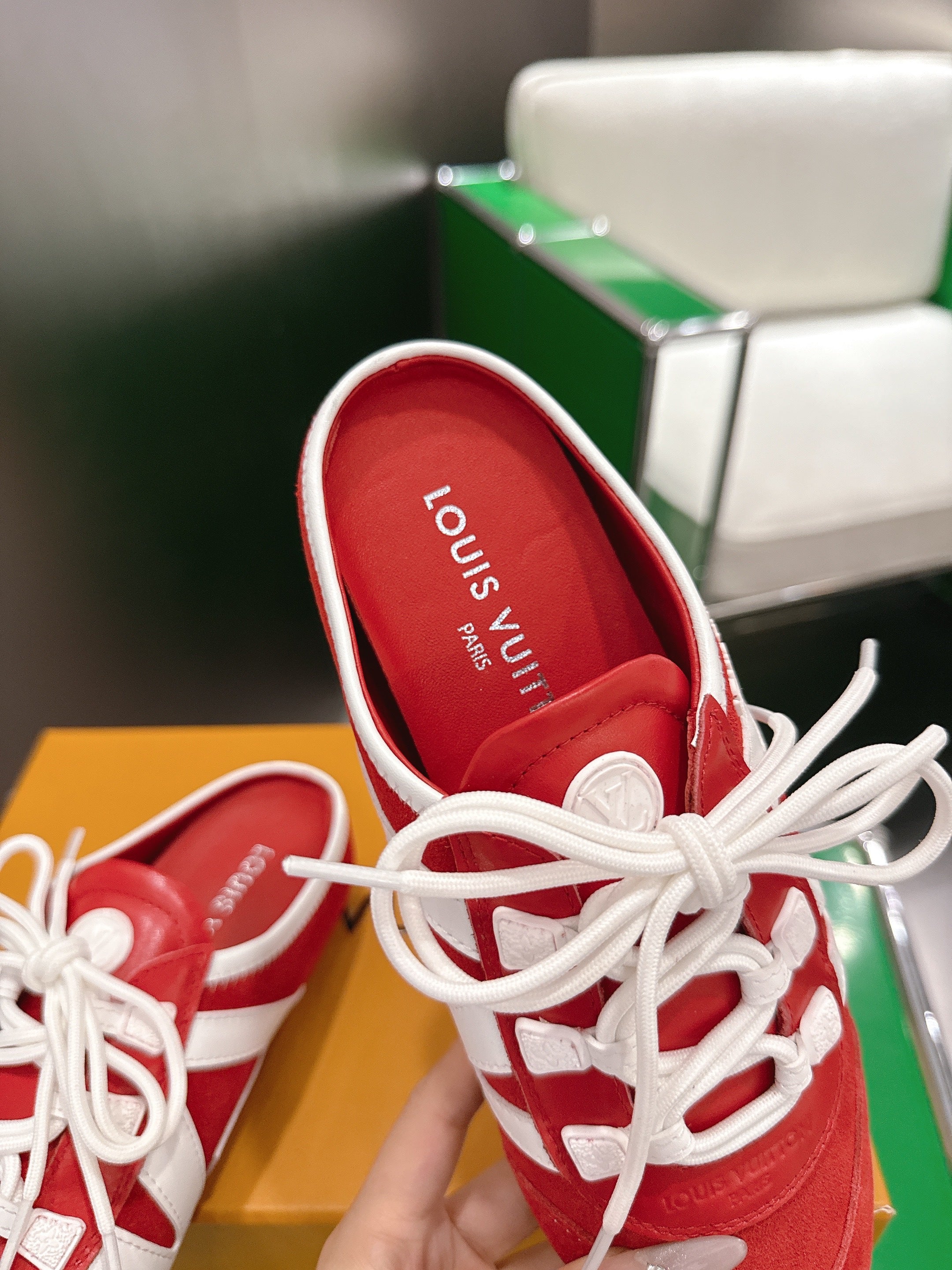 LV 26S MULE SNEAKERS IN RED SUEDE