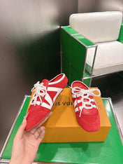 LV 26S MULE SNEAKERS IN RED SUEDE