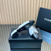 CHANEL 25S SLINGBACK FLATS IN WHITE CALFSKIN GOLD HARDWARE