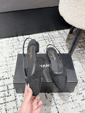 SLINGBACK 25S IN BLACK FABRIC