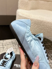 PRADA 25S COLLAPSE SNEAKERS IN LIGHT BLUE RE NYLON AND SUEDE