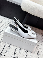 CELINE 26S HIGH-HEEL SLINGBACK 35 MM IN WHITE CALFSKIN