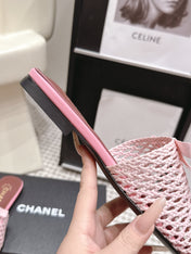 CHANEL 26S POINTED-TOE MULES IN LIGHT PINK MESH