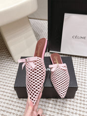 CHANEL 26S POINTED-TOE MULES IN LIGHT PINK MESH