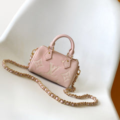 LV 25S NANO SPEEDY BAG 16 IN ROSE AND QUARTZ EMBOSSED GRAINED CALFSKIN