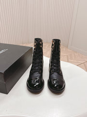 CHANEL ANKLE BOOTS 25S IN BLACK LAMBSKIN WITH ZIPPER