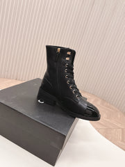 CHANEL ANKLE BOOTS 25S IN BLACK LAMBSKIN WITH ZIPPER