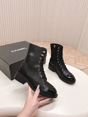 CHANEL ANKLE BOOTS 25S IN BLACK LAMBSKIN WITH ZIPPER
