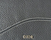 DIOR 25S SADDLE LONG ZIPPED WALLET 19 IN BLACK GRAINED CALFSKIN MARQUETRY