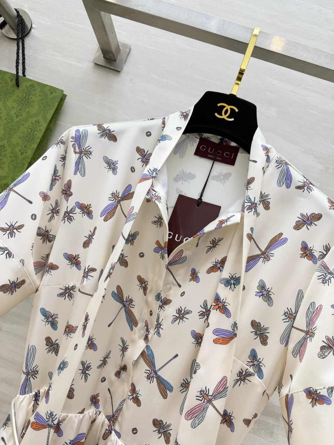 GUCCI 26S SHORT-SLEEVE BOW-TIE DRESS 409