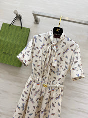 GUCCI 26S SHORT-SLEEVE BOW-TIE DRESS 409