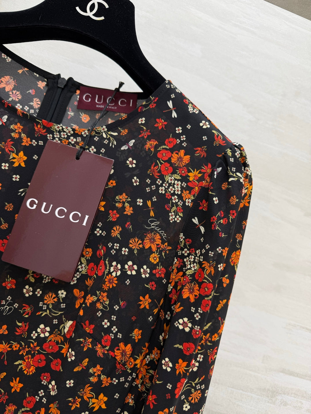 GUCCI 26S LONG-SLEEVE FLORAL A-LINE DRESS 399