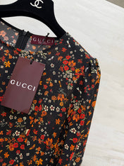 GUCCI 26S LONG-SLEEVE FLORAL A-LINE DRESS 399