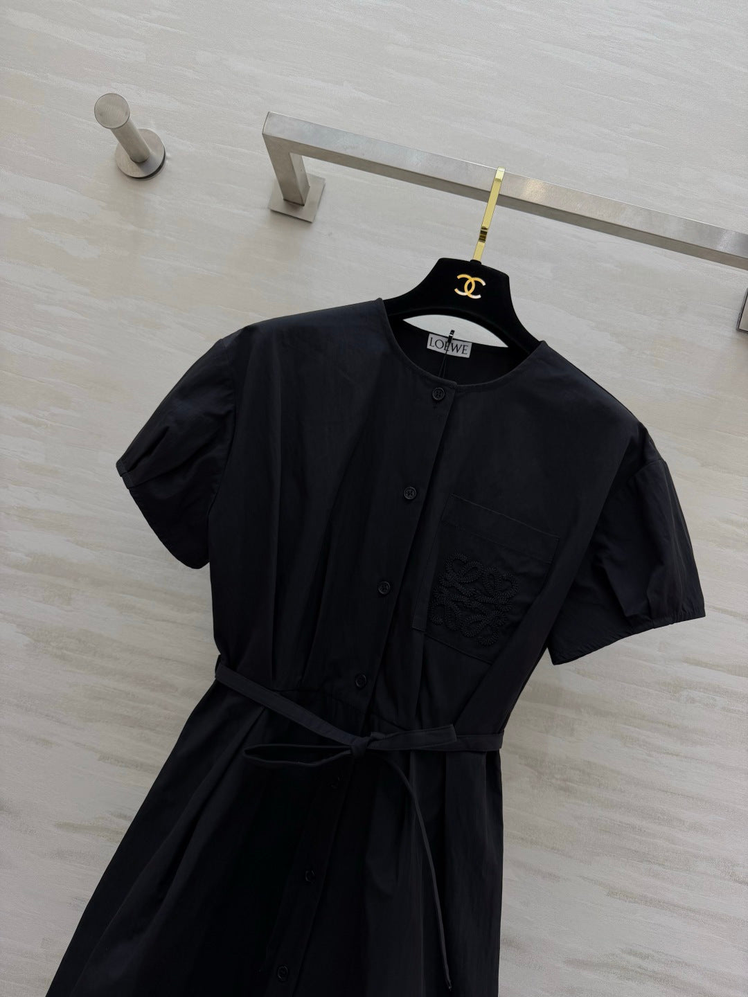 LOEWE 26S BELTED PUFF-SLEEVE SHIRT DRESS 565