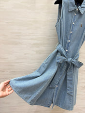 RALPH LAUREN 26S SLEEVELESS DENIM SHIRT DRESS 306