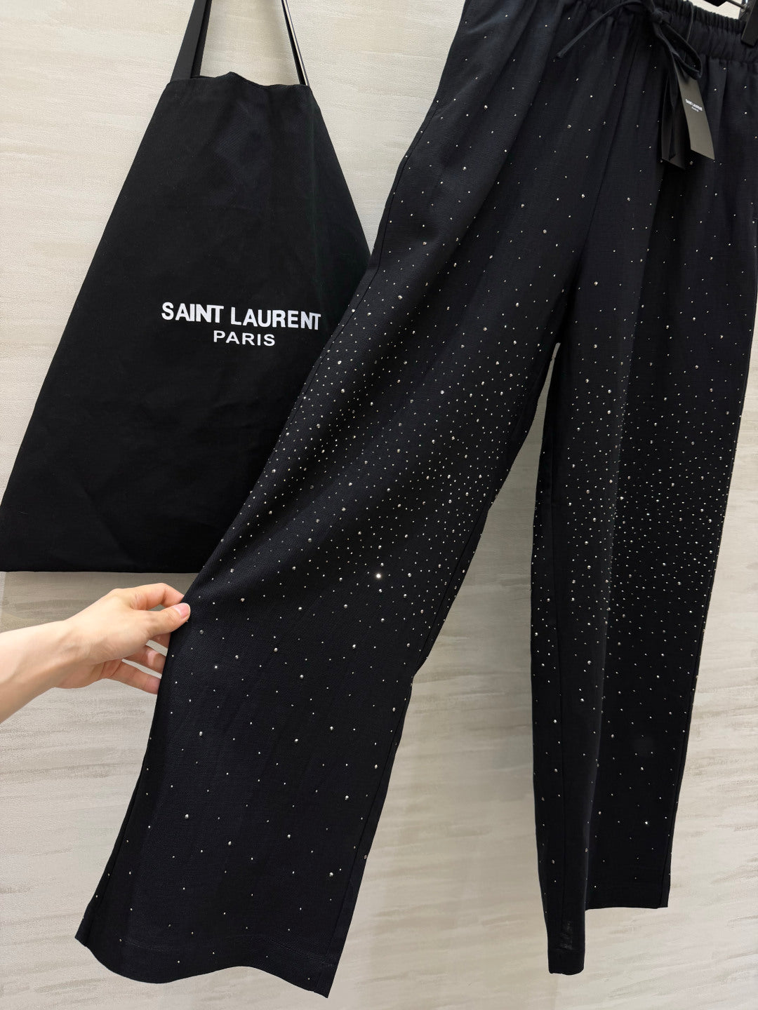 YSL 26S WIDE-LEG DRAWSTRING PANTS 505