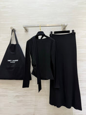 YSL 26S LONG-SLEEVE TOP & MIDI SKIRT SET 504