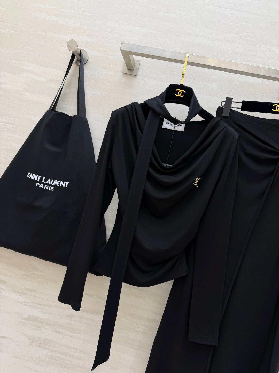 YSL 26S LONG-SLEEVE TOP & MIDI SKIRT SET 504