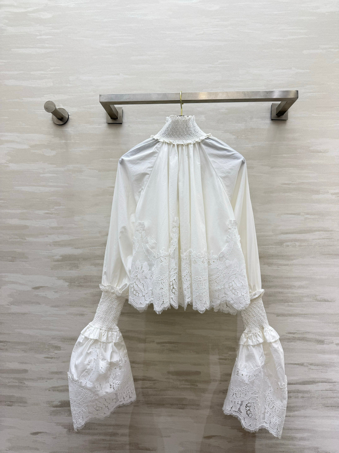ZIMMERMANN 26S LACE-TRIM LONG-SLEEVE BLOUSE 246