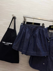 YSL 26S SHORT SLEEVE DENIM SHIRT & SHORTS SET 437