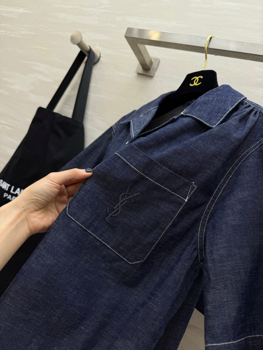 YSL 26S SHORT SLEEVE DENIM SHIRT & SHORTS SET 437