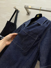 YSL 26S SHORT SLEEVE DENIM SHIRT & SHORTS SET 437