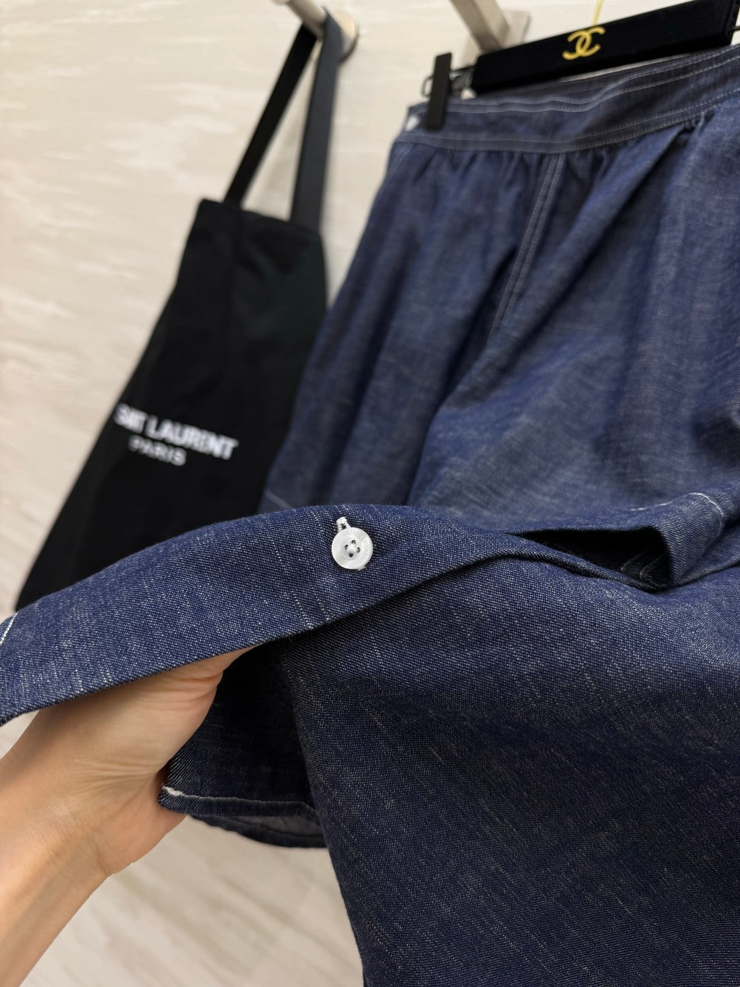 YSL 26S SHORT SLEEVE DENIM SHIRT & SHORTS SET 437