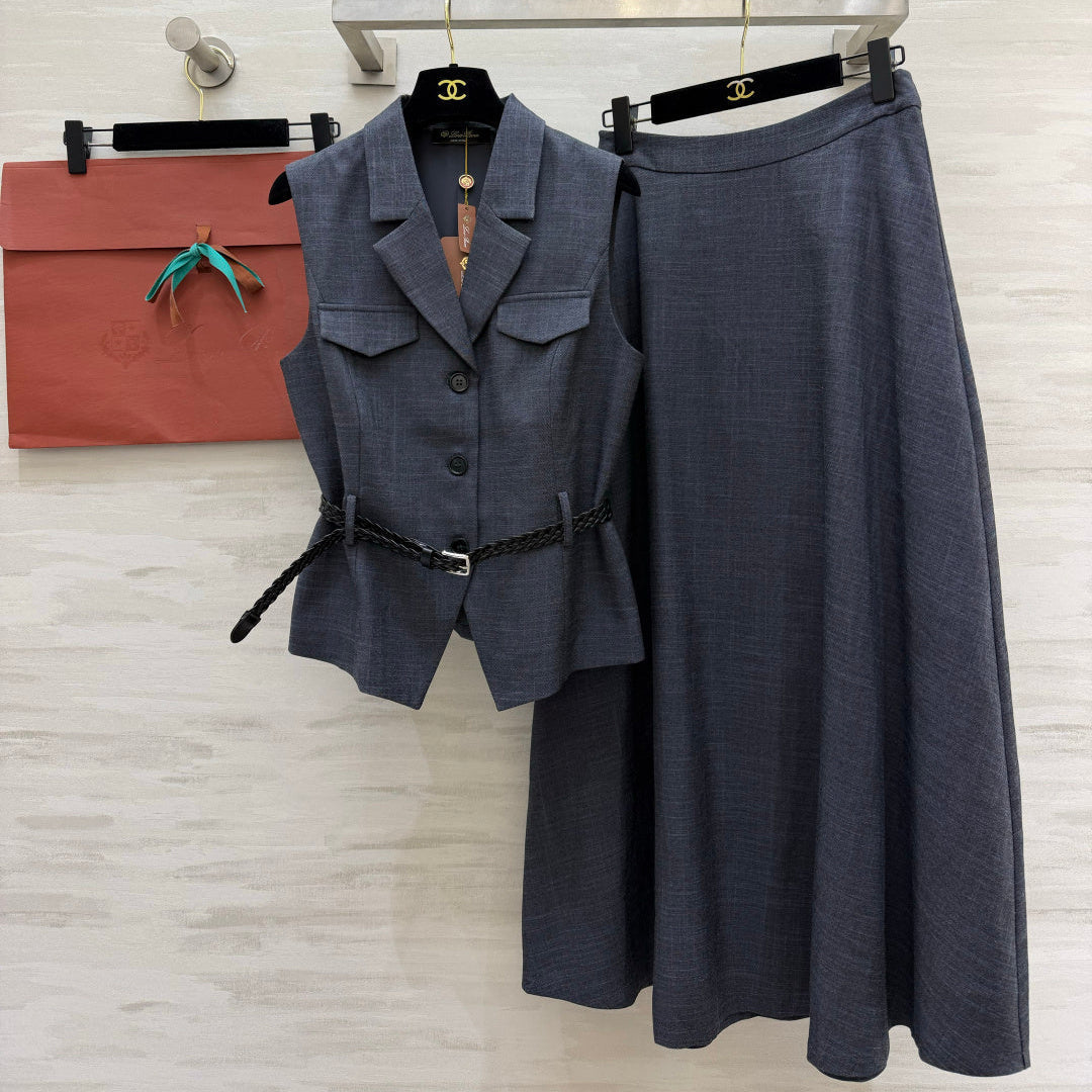 LORO PIANA 26S SLEEVELESS VEST & MAXI SKIRT SET 893