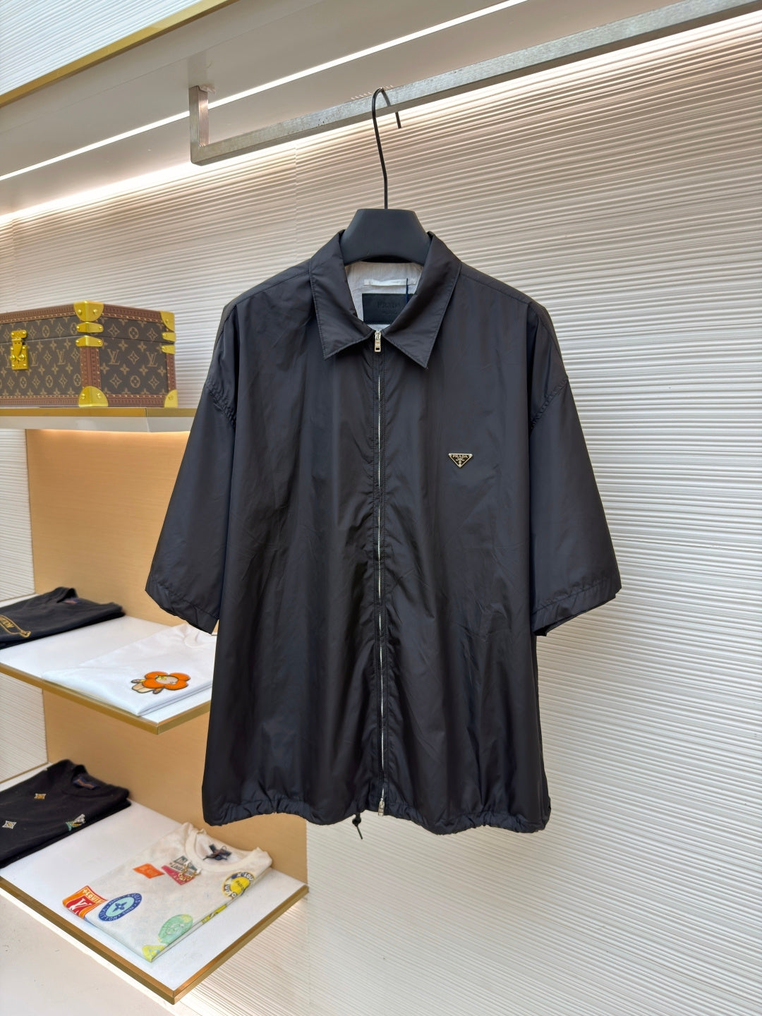 PRADA 26S SHORT-SLEEVE ZIP-UP SHIRT 1030