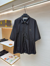 PRADA 26S SHORT-SLEEVE ZIP-UP SHIRT 1030