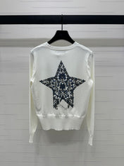 DIOR LONG-SLEEVE KNIT SWEATER WITH EMBROIDERED LOGO