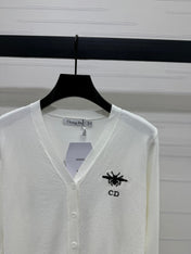 DIOR LONG-SLEEVE KNIT SWEATER WITH EMBROIDERED LOGO