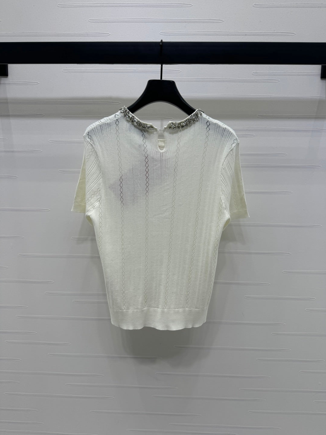 MIU 25S RHINESTONE COLLAR T-SHIRT 264095