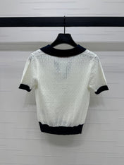 VALENTINO 25S HOLLOW V-NECK BLOUSE 264161