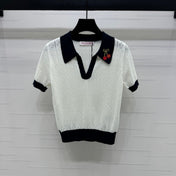 VALENTINO 25S HOLLOW V-NECK BLOUSE 264161