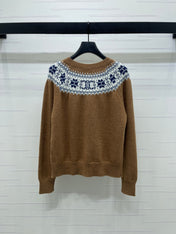 CELINE CARDIGAN IN PECAN BROWN MIX BLUE WOOL