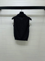 CHANEL 26S SLEEVELESS KNIT POLO TOP 1338