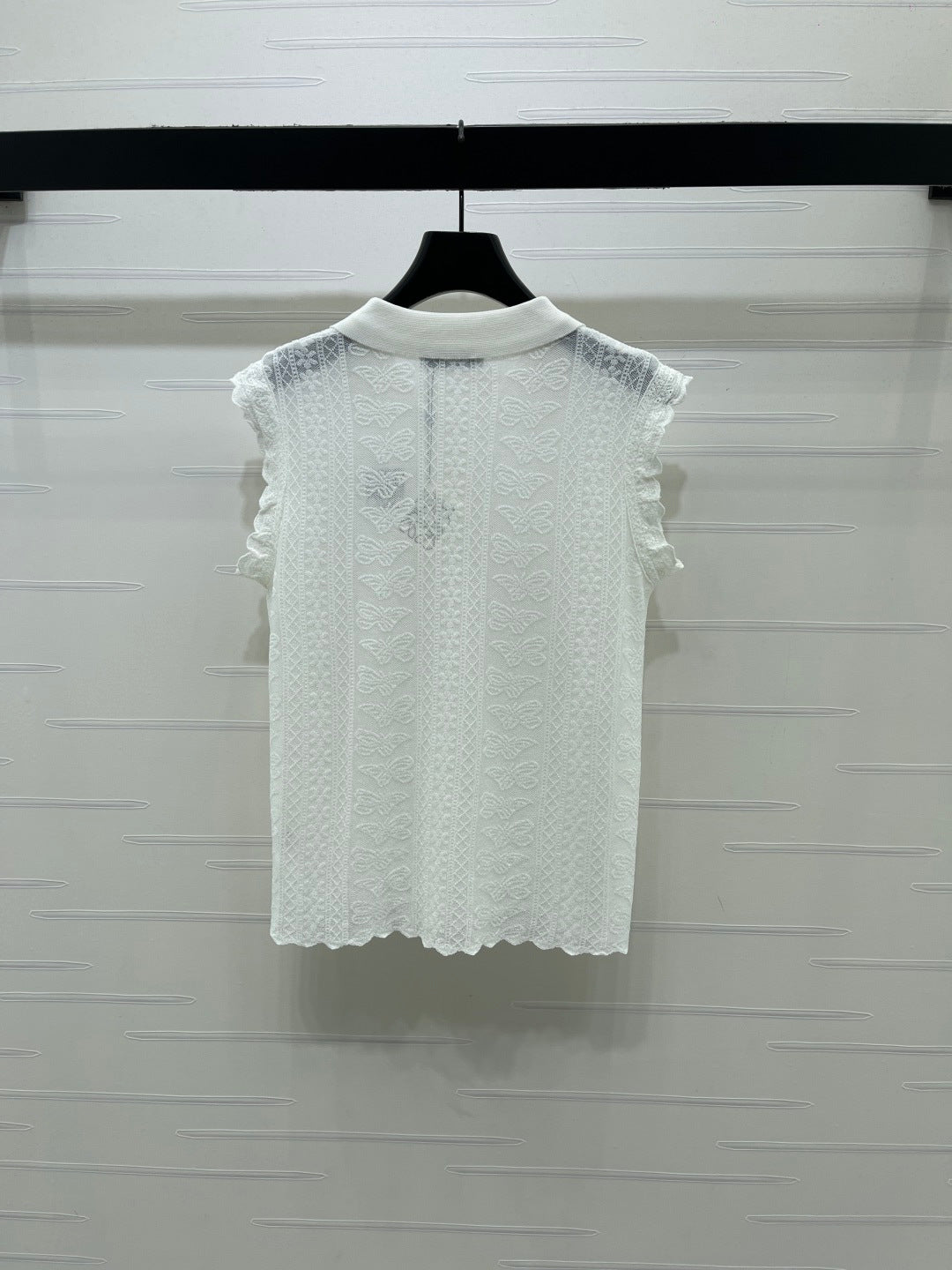 LOEWE 26S RUFFLE-SLEEVE KNIT POLO SHIRT 577