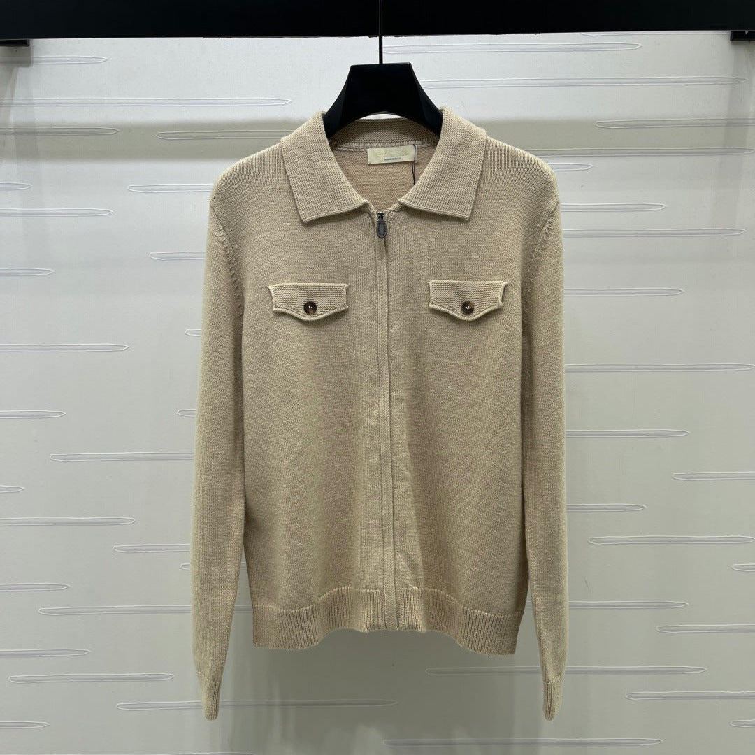 LORO PIANA 26S ZIP-UP KNIT JACKET 884