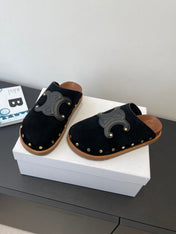 CELINE 26S MULE IN BLACK SUEDE