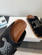 CELINE 26S MULE IN BLACK SUEDE