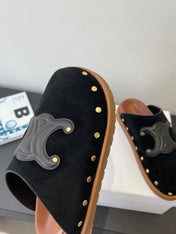 CELINE 26S MULE IN BLACK SUEDE