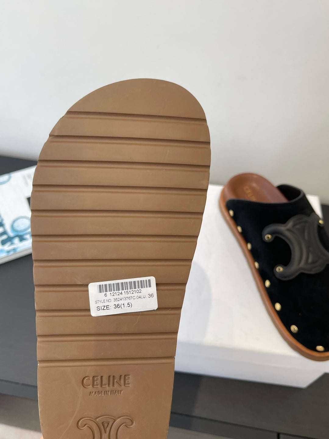 CELINE 26S MULE IN BLACK SUEDE