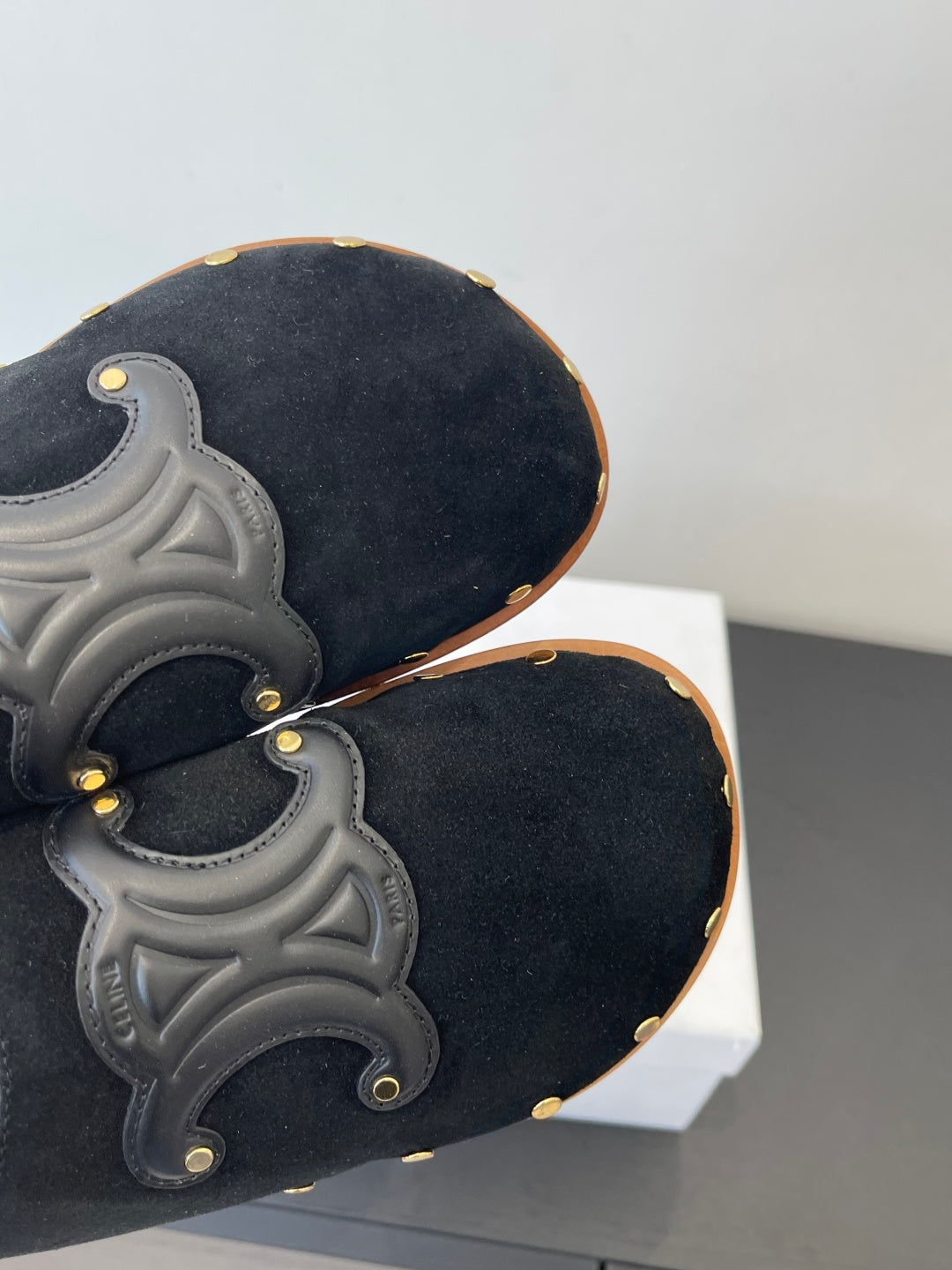 CELINE 26S MULE IN BLACK SUEDE