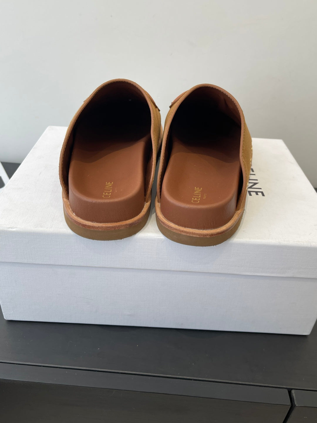 CELINE 26S MULE IN BROWN SUEDE