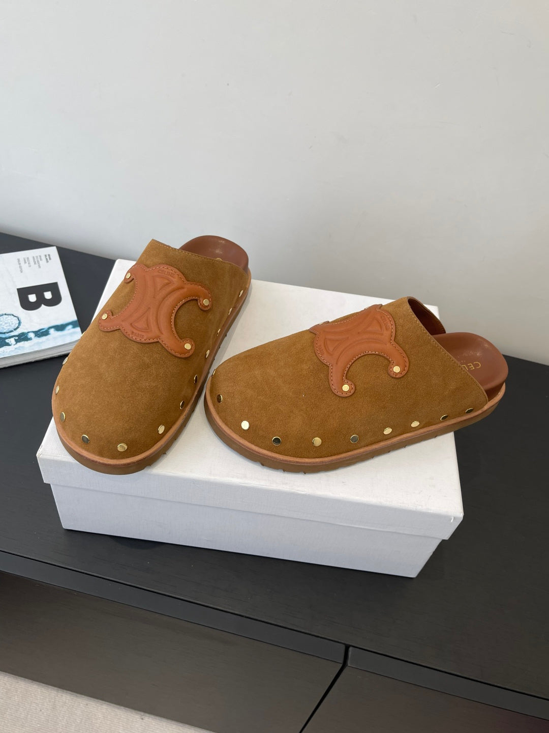 CELINE 26S MULE IN BROWN SUEDE