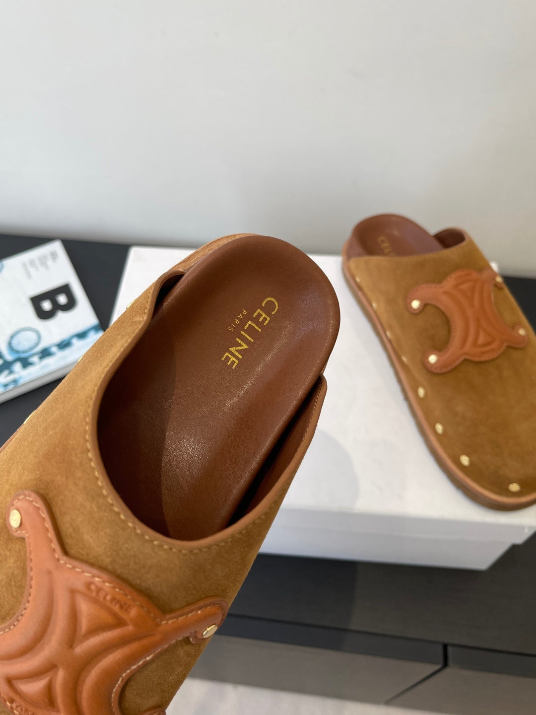 CELINE 26S MULE IN BROWN SUEDE