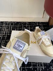 CHLOE 26S SNEAKERS IN BEIGE FABRIC AND LEATHER